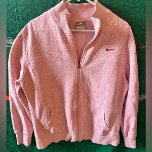 Nike Women's Light Pink full zip track jacket-SZ XXL, geometric shapes